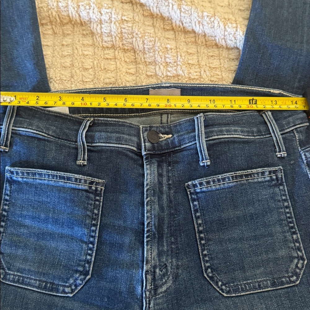 MOTHER Straight Leg Denim Jeans in Medium Blue - Picture 8 of 11